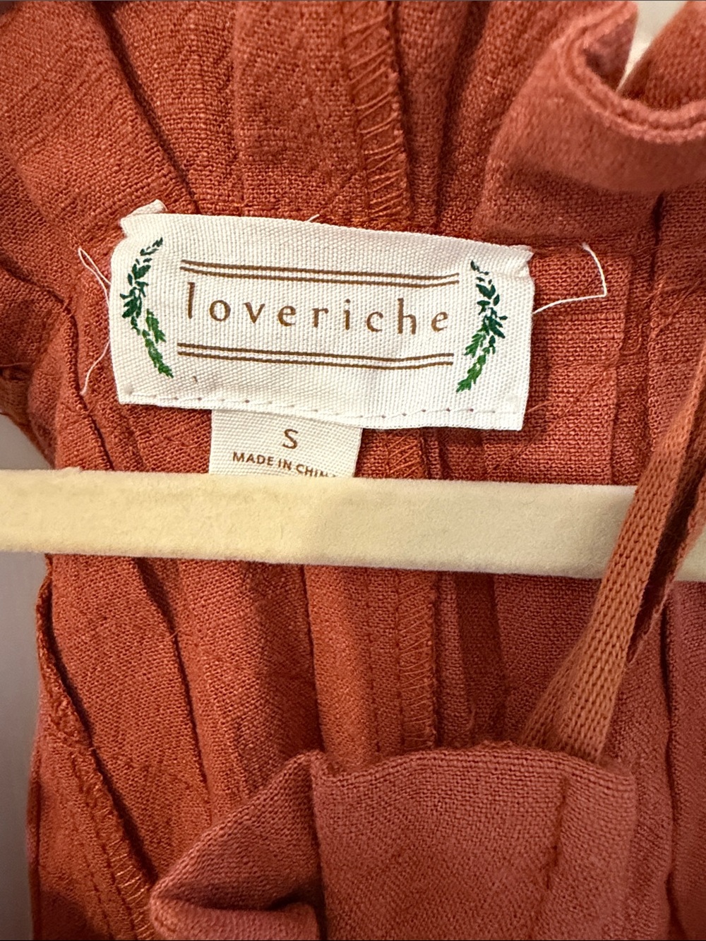 Love Riche Small Linen Rust Tie-Shoulder Romper - Picture 2 of 4